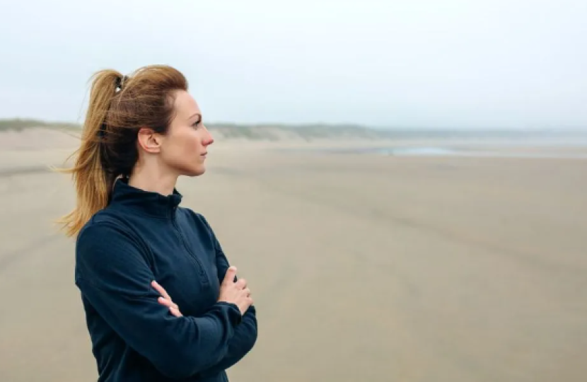 stock image woman on sea